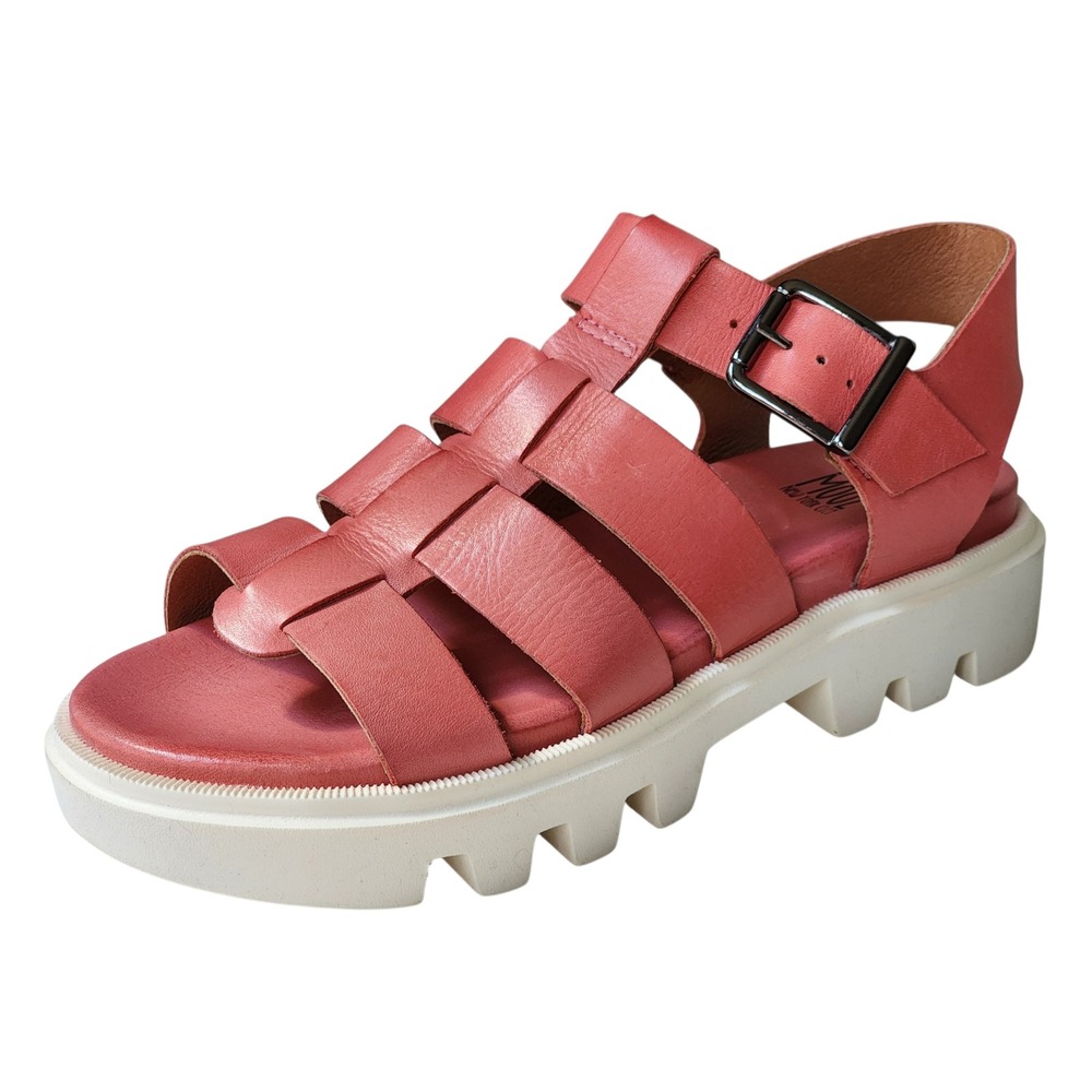 Miz Mooz Posey NEW Coral Pink Leather Fisherman Platform Sandals Size 39 IB22331